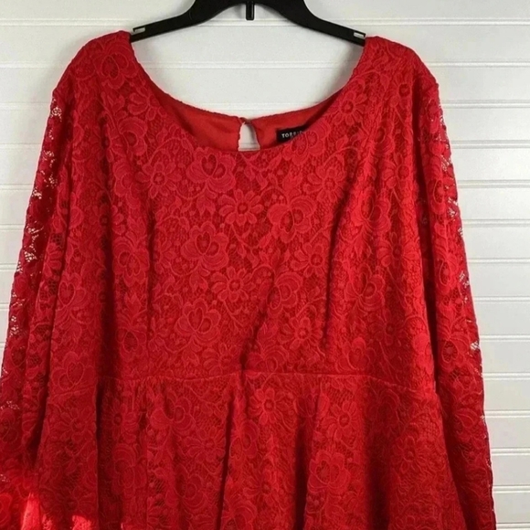 TORRID size 4 red lace mini skater dress - Picture 2 of 6